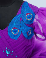 Purple with Blue shaded Feather Frill with Peacock Feather Emblishment