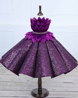 Stunning Purple gown with a Petal Style &Detachable Top and a Glittering Sequence Panel Gown