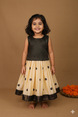 Black brocade Top with Skirt