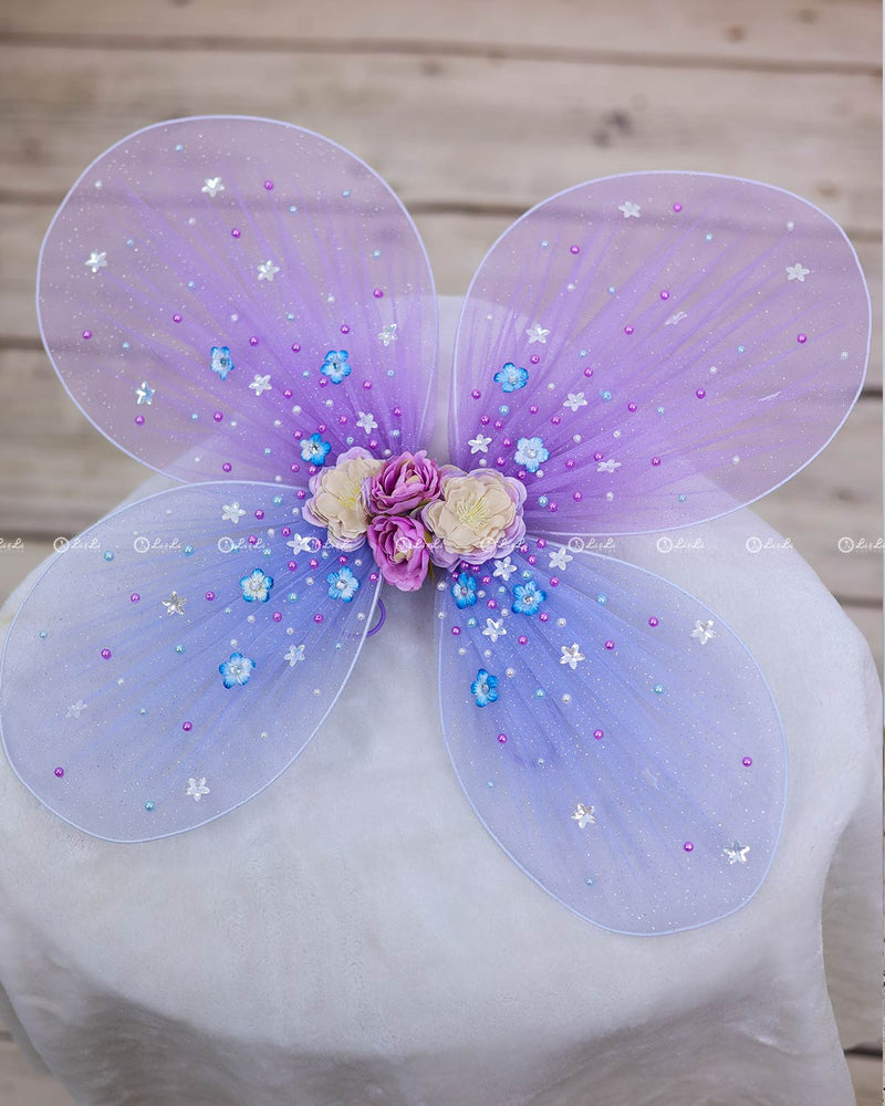 Elegant Butterfly Shaped Wings in Lavender & Blue Color