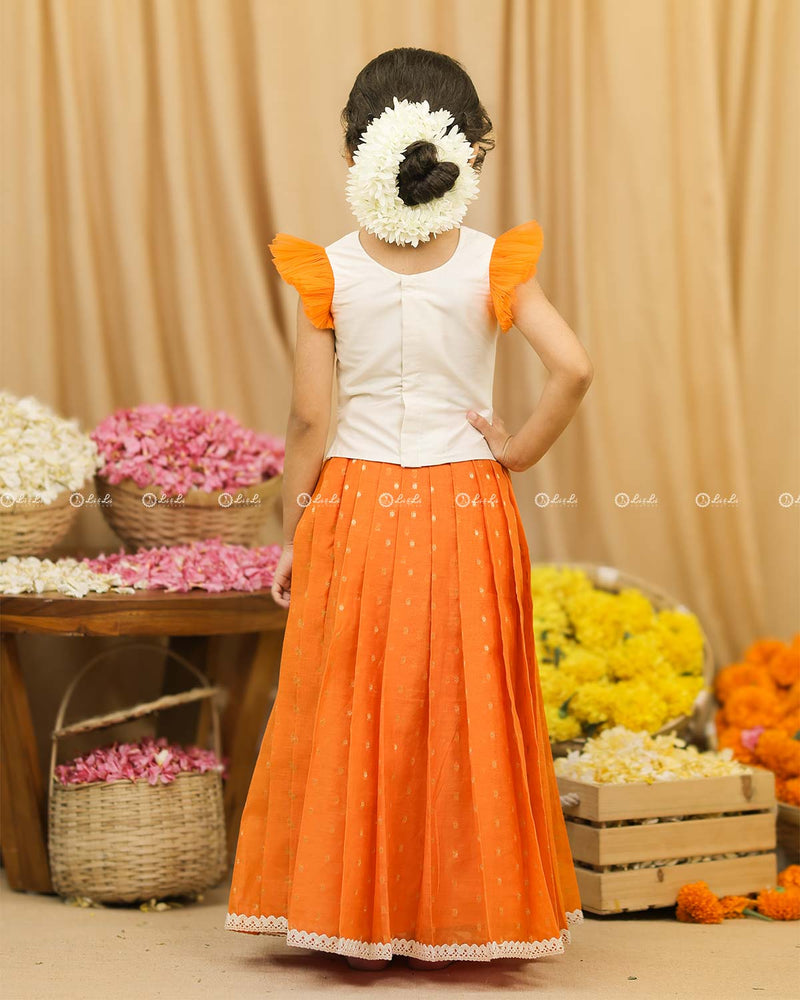 Marigold Hand Painted Ethnic Top and Skirt.