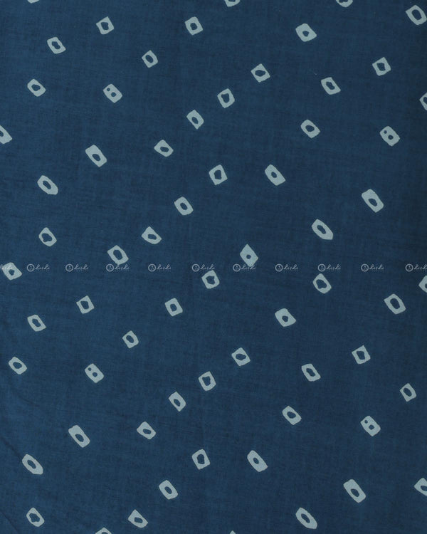 Navy Blue Color Bandhani Pattern Block Print  Cotton Fabric