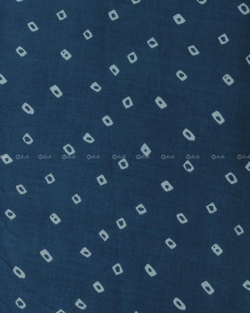 Navy Blue Color Bandhani Pattern Block Print  Cotton Fabric