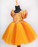 Mustard Yellow and Marigold Yellow Short Frock.