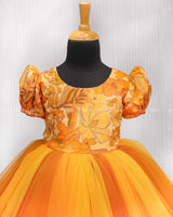 Mustard Yellow and Marigold Yellow Short Frock.