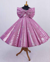 Pink Sequence Panel Gown Embellished with Small Butterfly Patches