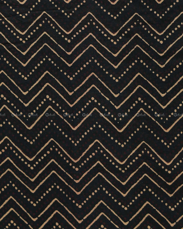 Zig-Zag Printed Black Cotton Fabric