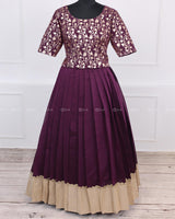 Plum Purple Brocade Top and Skirt.