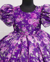 Purple and Lavender Printed Organza Short Dress.