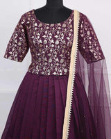 Plum Purple Brocade Top and Skirt.