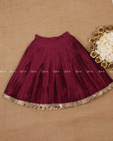 Burgundy Color Skirt with Embroidery Material Top.