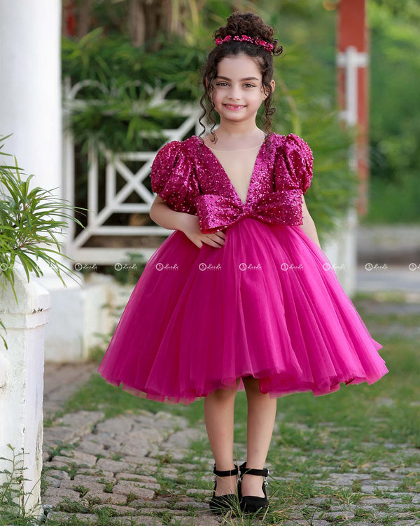 Rani Pink Twinkle Party Wear Frock