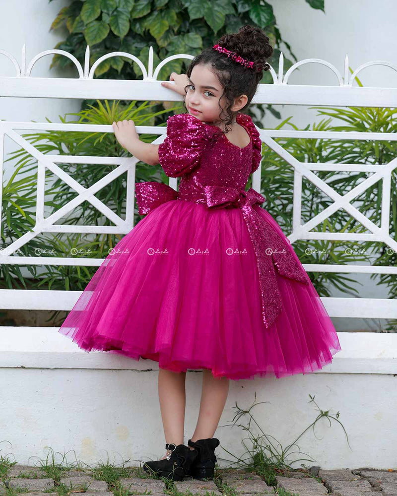 Rani Pink Twinkle Party Wear Frock