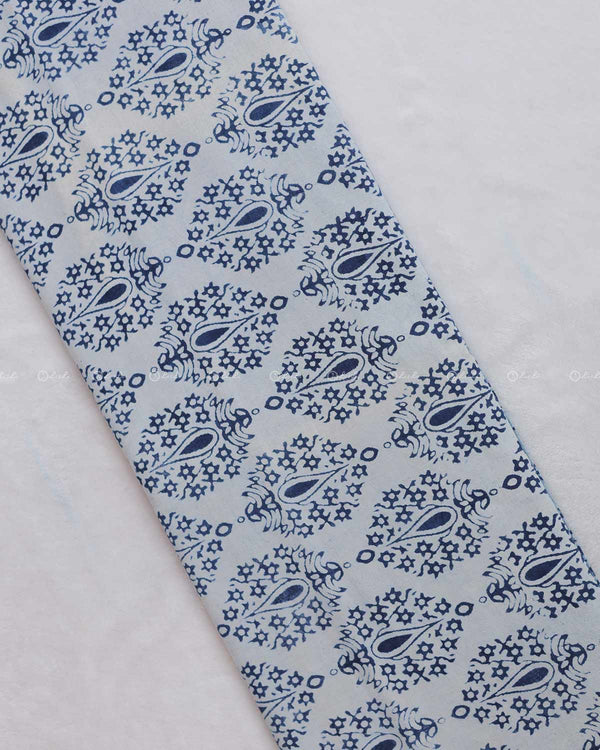 Blue & White Dot Printed Katha Cotton Fabric