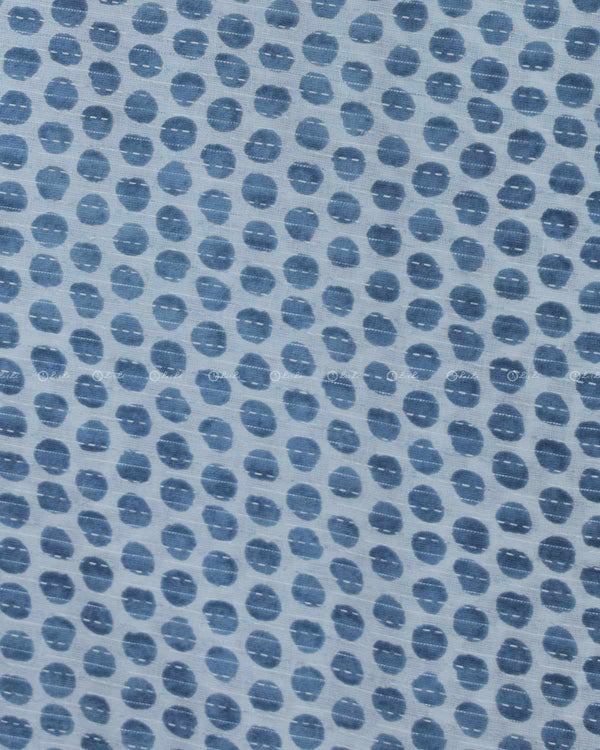 Blue Colour Polka Dot Printed Cotton Fabric