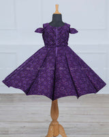 Purple Shaded Floral Embroiderred Panel Gown