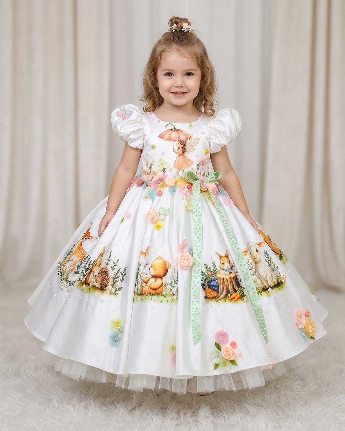 Imported Satin Puff Nature Fantasy-Themed Fairy & Animal Full Gown - W   www.liandli.in