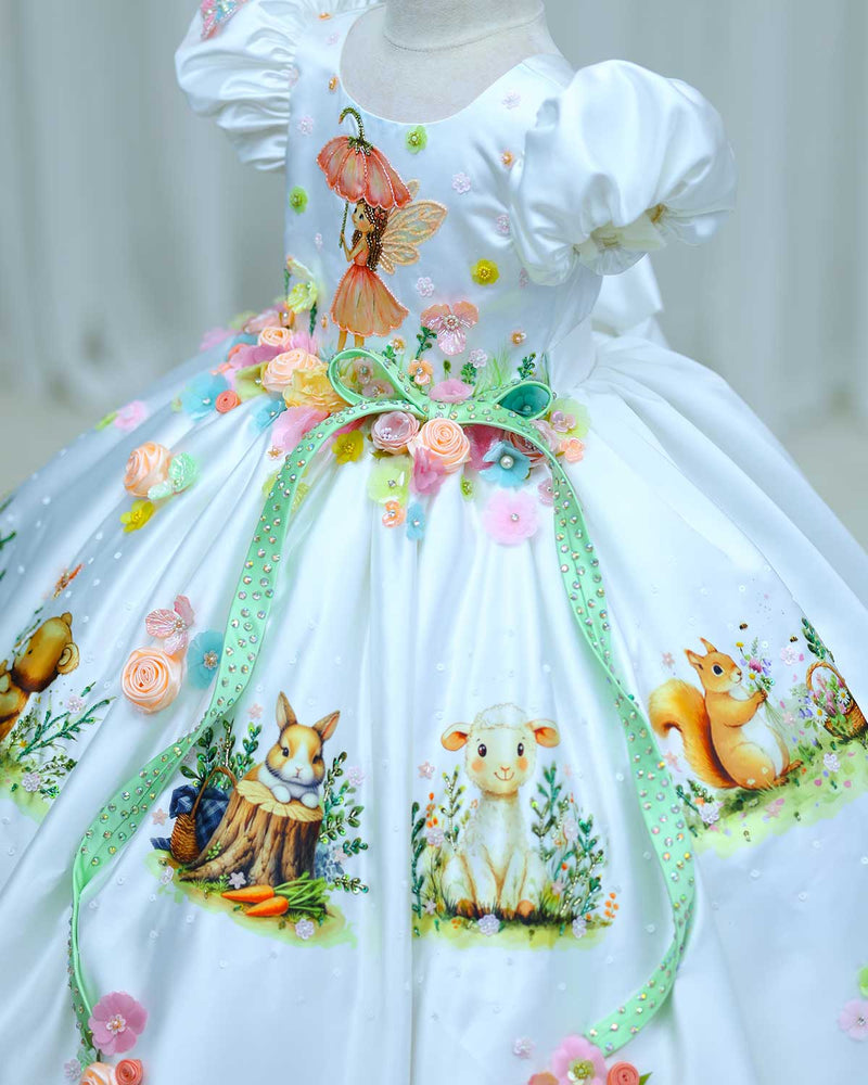Imported Satin Puff Nature Fantasy-Themed Fairy & Animal Full Gown - W www.liandli.in Imported Satin Puff Nature Fantasy-Themed Fairy & Animal Full Gown - W www.liandli.in