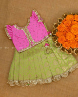 Pink and Green Ethnic Skirt and Top