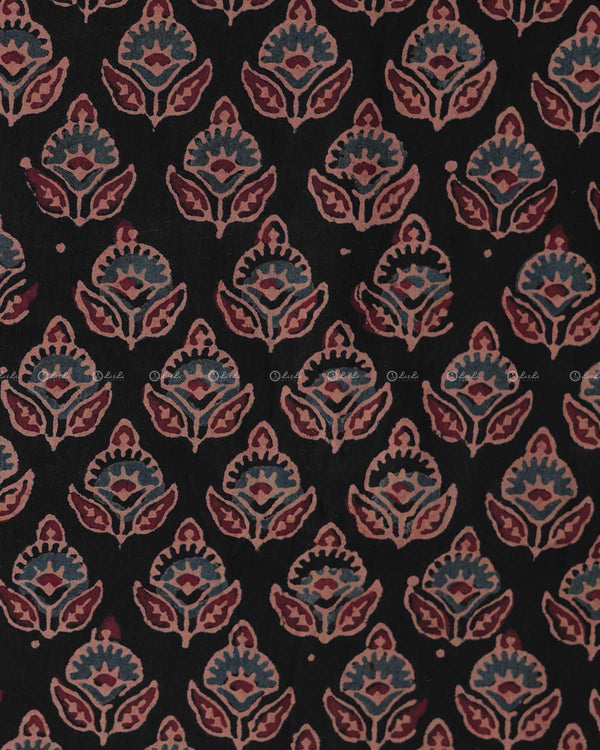 Black Floral Printed Cotton Fabric