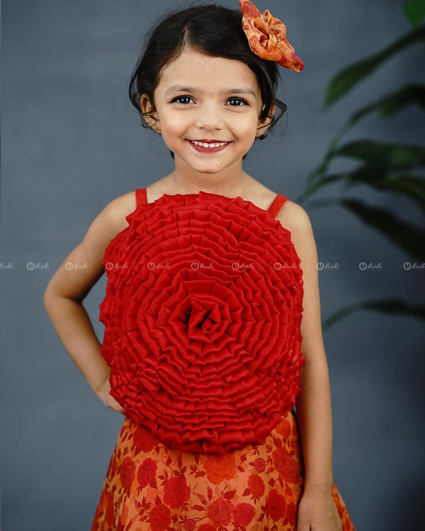 Red Ethnic Top and Skirt