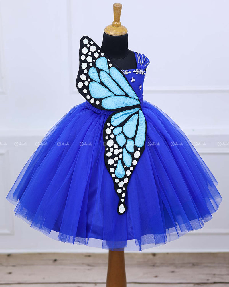 Monarch Butterfly Theme Gown in Royal Blue Color with Detachable Wings and Belt