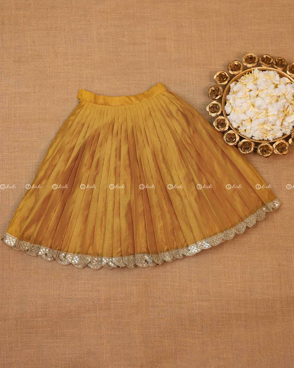 Golden Yellow Pleated Ethnic Skirt.