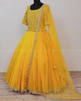 Golden Yellow Color Skirt With Embroidery Material Top with Dupatta