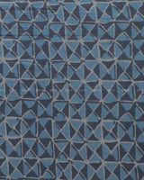 Blue Block Printed Cotton Fabic