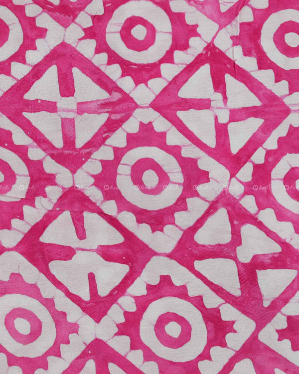 Pink and White Geometricl Print Cotton fabric