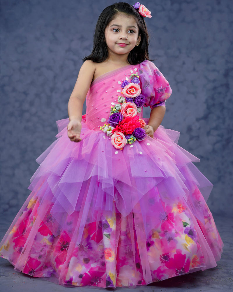 Kids One Shoulder Gown Online in India | Couture Gowns for Kids Online ...