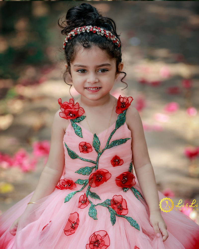 Designer Gown with Frill Flower frock online for kids