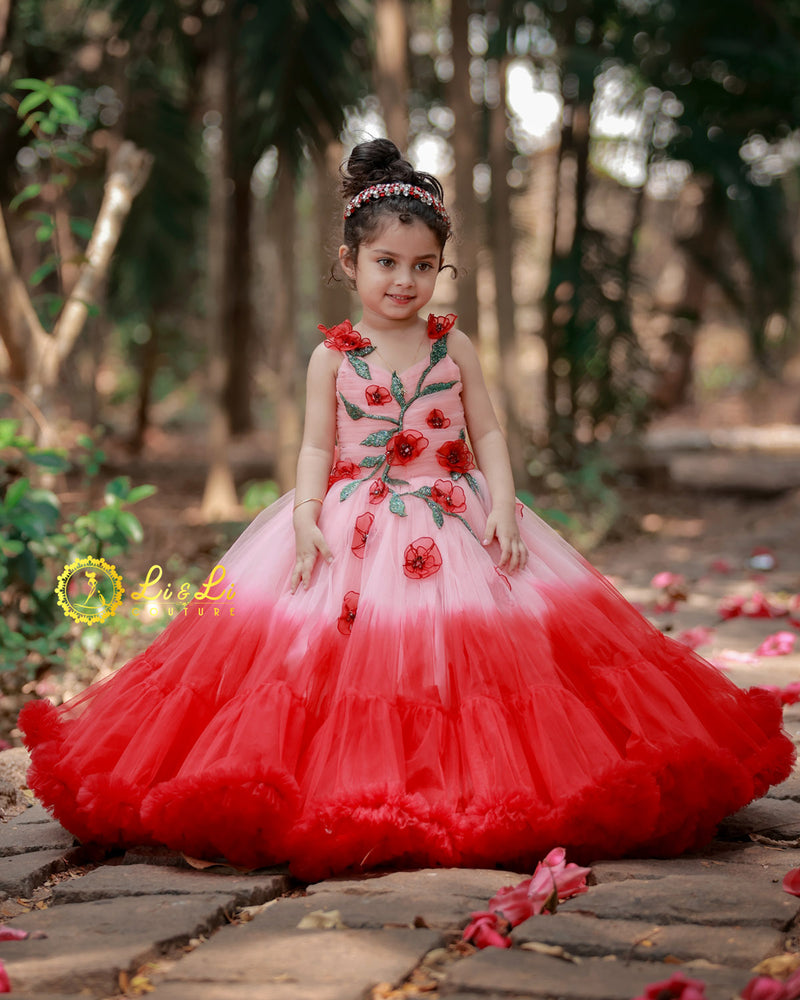 Designer Gown with Frill Flower frock online for kids