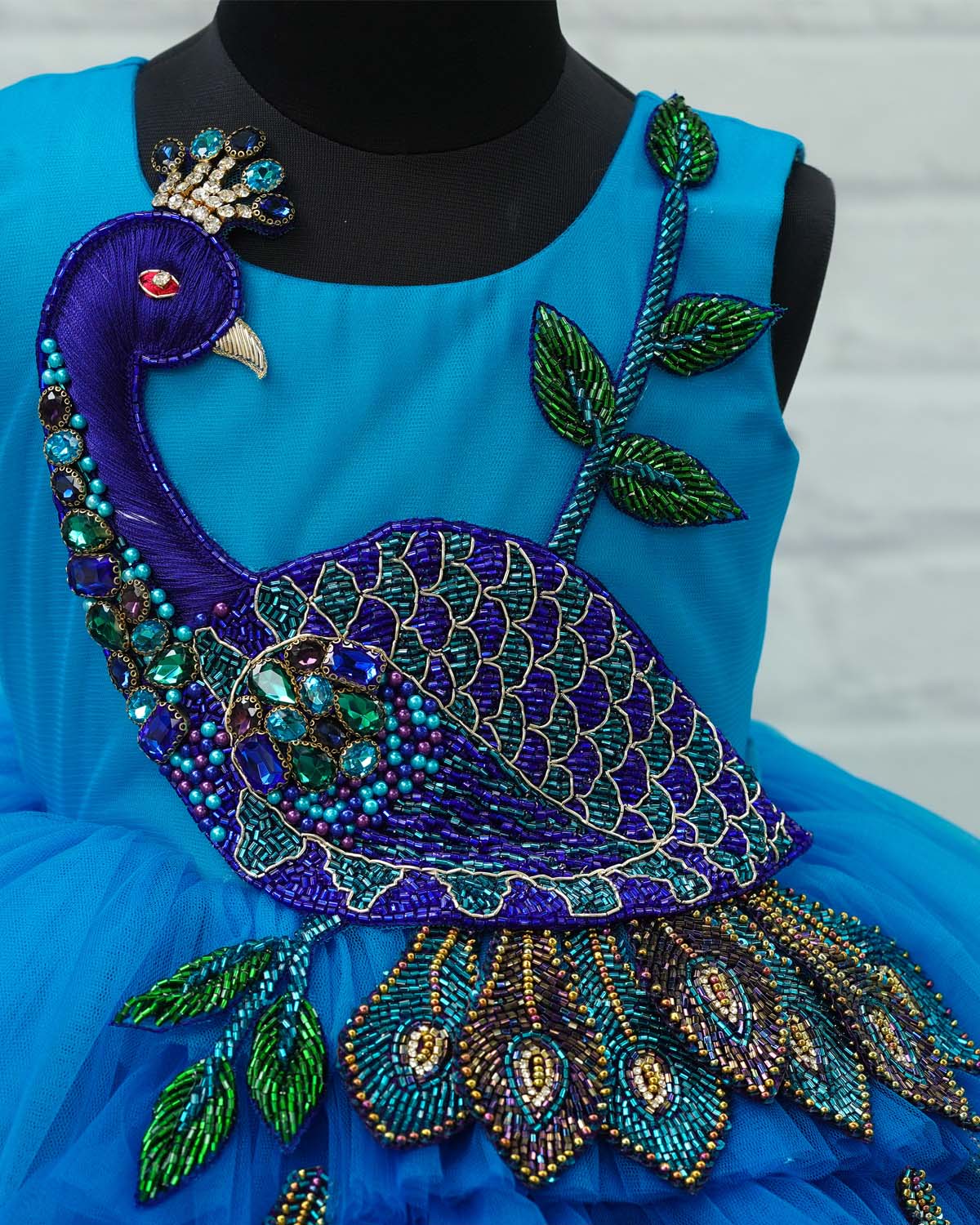 white christmas dresses Peacock Theme Gown Kids