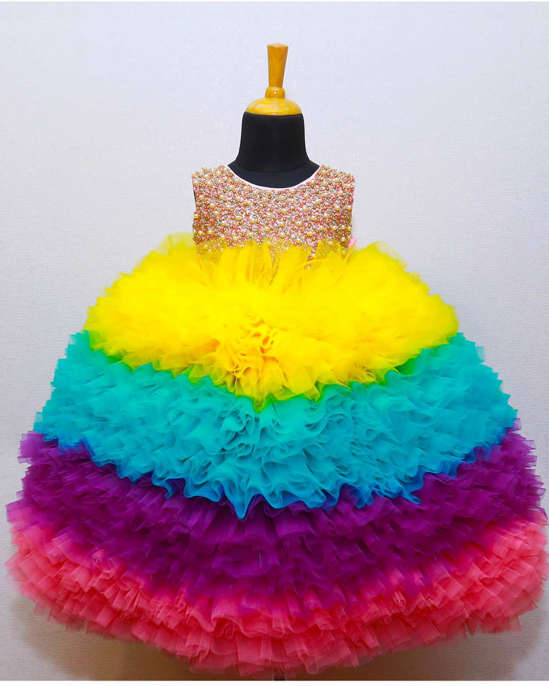 Buy kids wear online | Multi Color Frilled Ball Gown