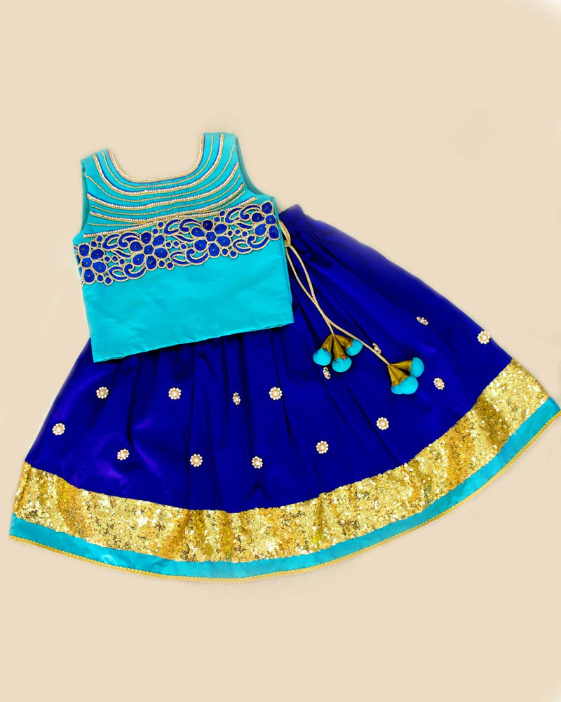 Royal blue skirt and golden top sale