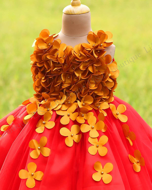 Red and Golden Petal Frock
