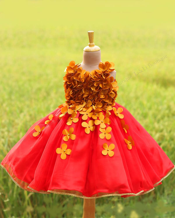 Red and Golden Petal Frock